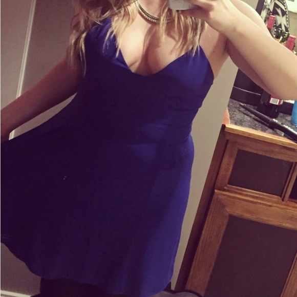Express Blue Babydoll Skater Spaghetti Strap Chiffon Summer Dress, SZ 12 - Picture 2 of 13